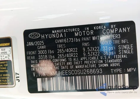 2025 Genesis Gv80 3.5T Prestige Awd z USA, uszkodzony, nr VIN KMUHEESC0SU268693